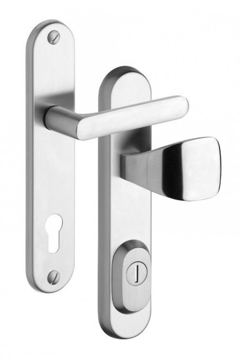 Kování bezpečnostní R1/O EXCLUSIVE klika/madlo 72 mm vložka nerez mat 7200 s překrytím - Kliky, okenní a dveřní kování, panty Kování dveřní Kování dveřní bezpečnostní